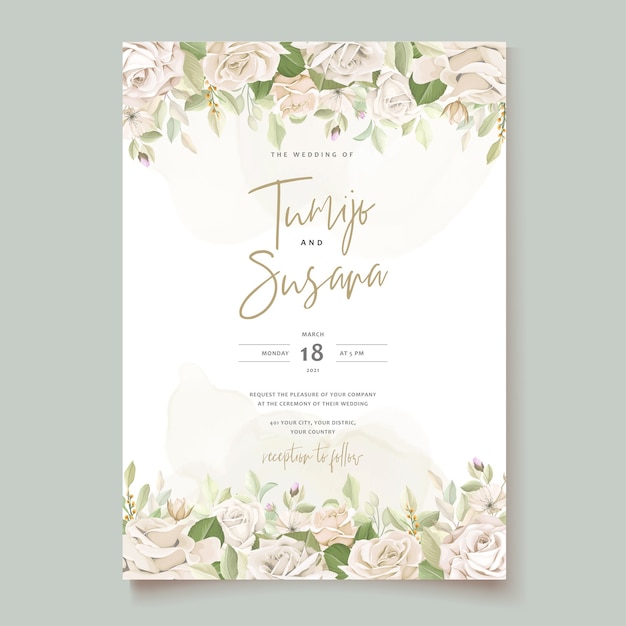 Free vector beautiful roses invitation card template