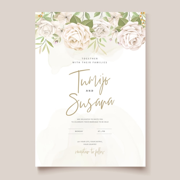 Beautiful roses invitation card template