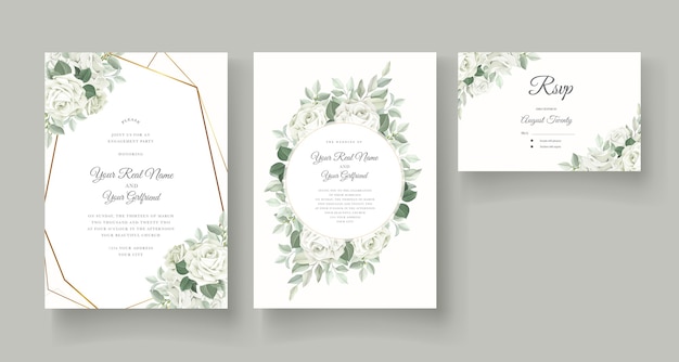 Free vector beautiful roses invitation card template