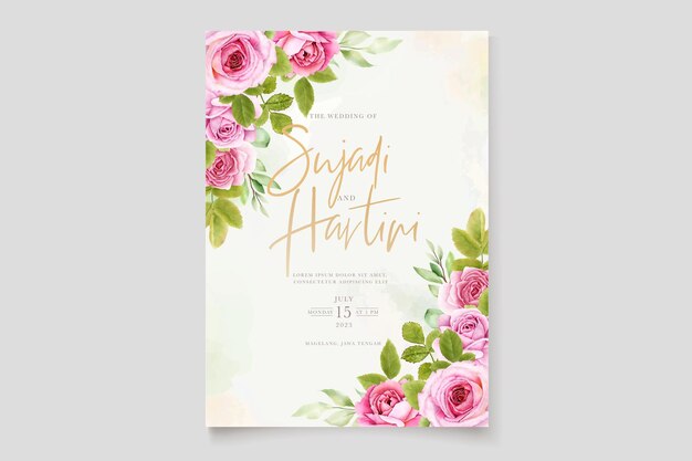 美しいバラの招待カードのテンプレート