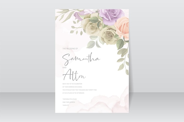 Beautiful roses invitation card template