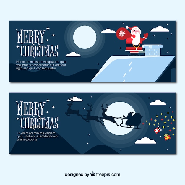 Free vector beautiful santa claus banners