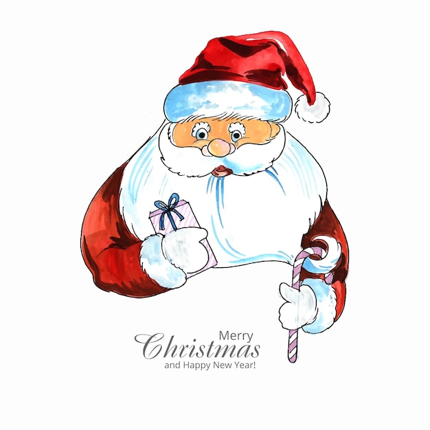 아름 다운 산타 클로스 얼굴 크리스마스 휴일 카드 디자인