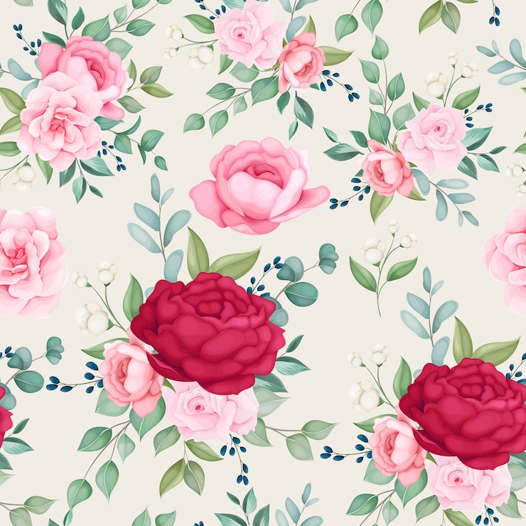 Free Vector beautiful seamless pattern blooming floral