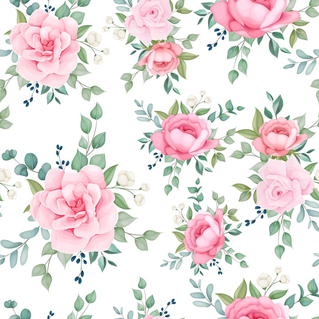 Free vector beautiful seamless pattern blooming floral