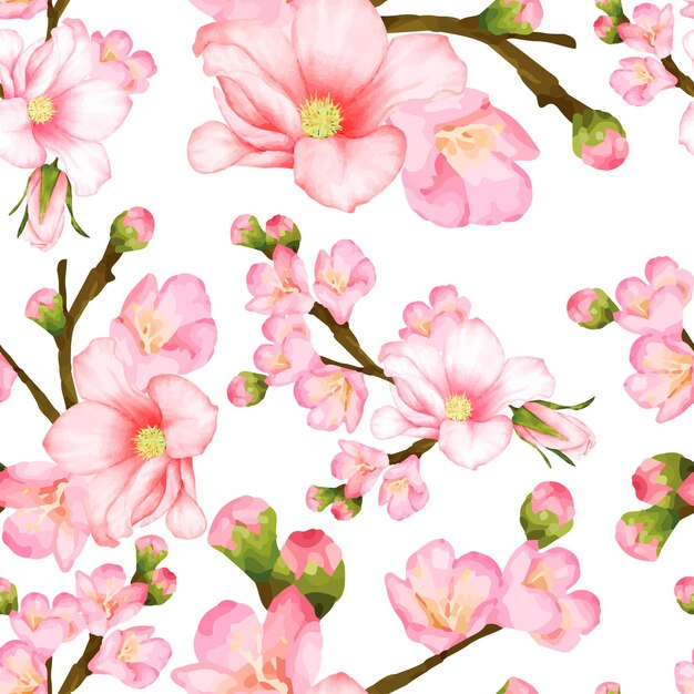 beautiful seamless pattern cherry blossom flower