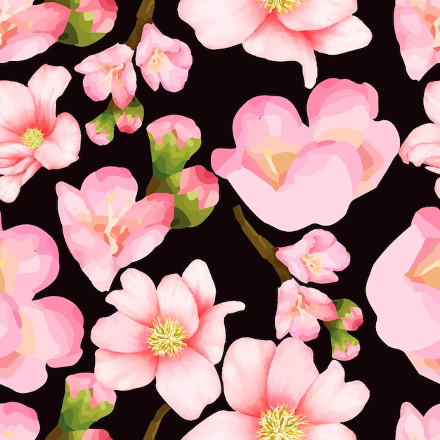 아름다운 원활한 패턴 벚꽃 꽃