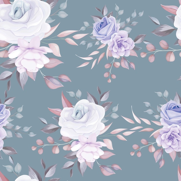 Beautiful seamless pattern floral with soft purple flowers