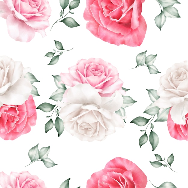 Premium Vector | Beautiful seamless pattern with watercolor floral and ...