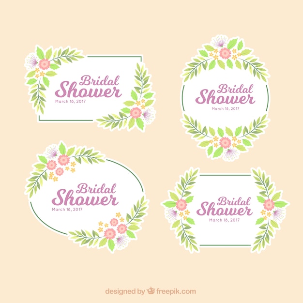 Beautiful set of bridal shower frames with flowers