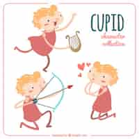 Vettore gratuito bella serie di caratteri cupido