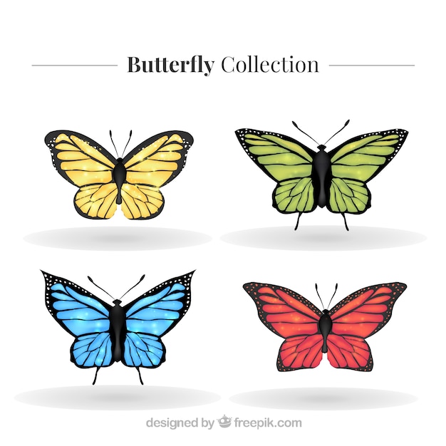 Free vector beautiful set of realistic butterflies