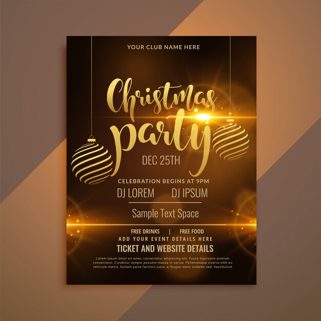 Beautiful shiny christmas party flyer template