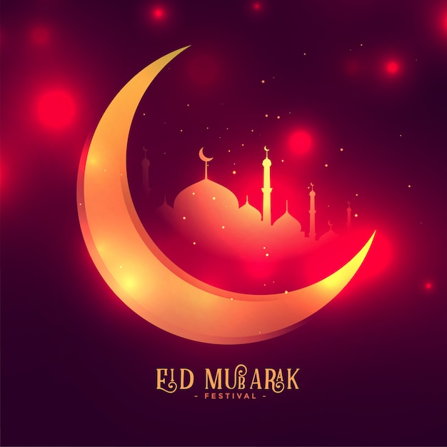 Free vector beautiful shiny eid mubarak festival wishes background