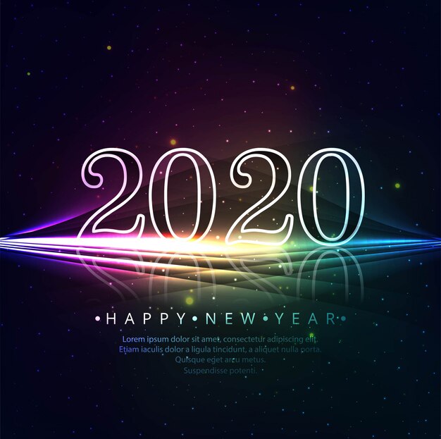 Beautiful shiny glitters 2020 new year greeting card template