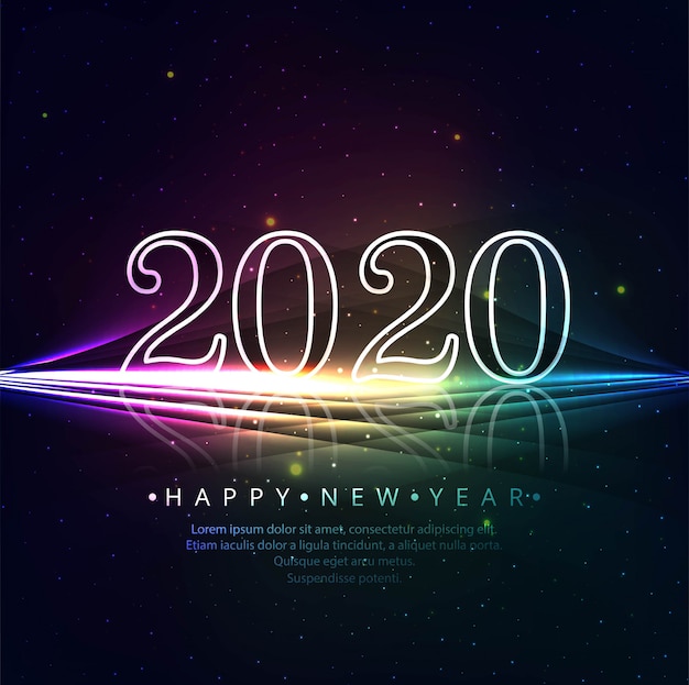 Beautiful shiny glitters 2020 new year greeting card template