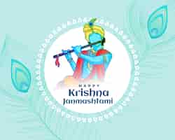 Free vector beautiful shree krishna janmashtami festival card design vector