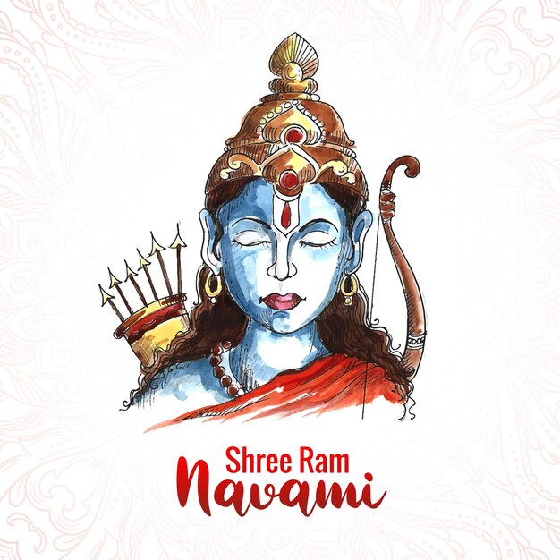 아름다운 Shri ram navami 축복은 인사말 카드 배경을 기원합니다.