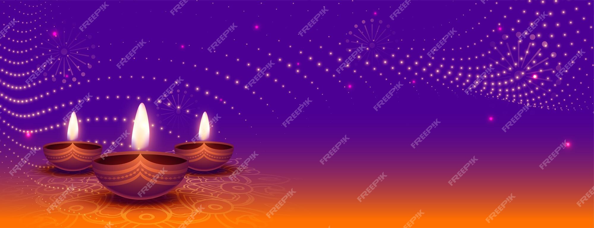 Free Vector | Beautiful shubh deepavali banner with text space and ...