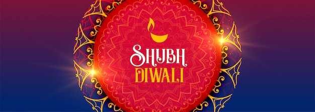 Bandiera di festival colorato bellissimo shubh diwali