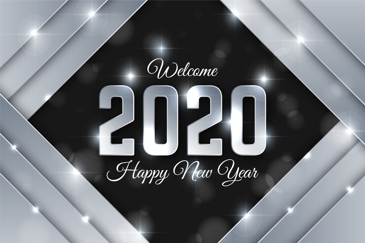 Free Vector beautiful silver new year 2020 background