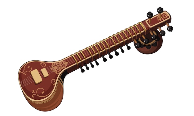 Free vector beautiful sitar classical music instrument