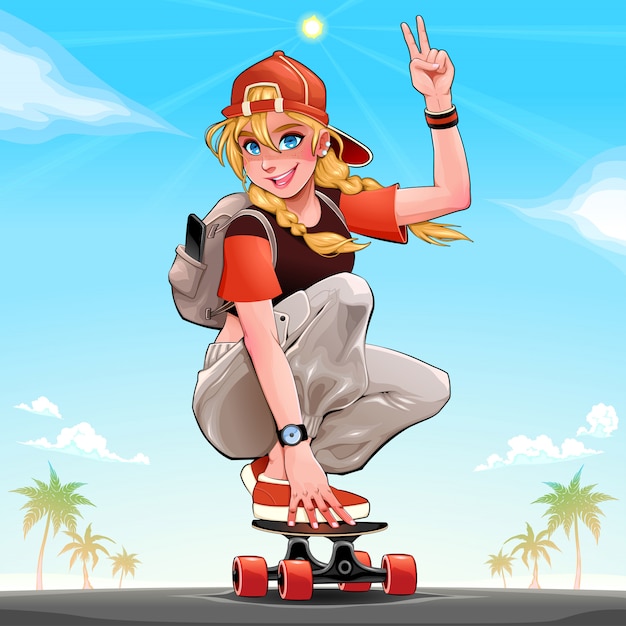 Free vector beautiful skater girl