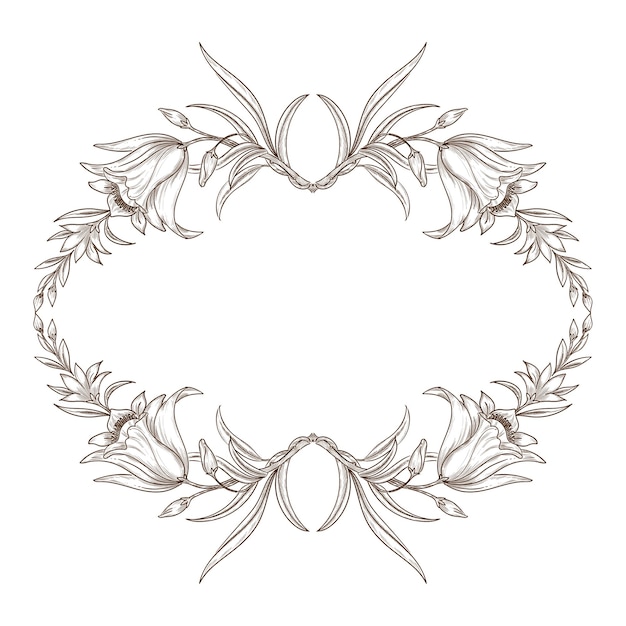 Free vector beautiful sketch floral frame design