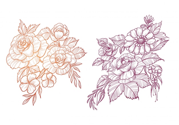 Beautiful sketch floral set design