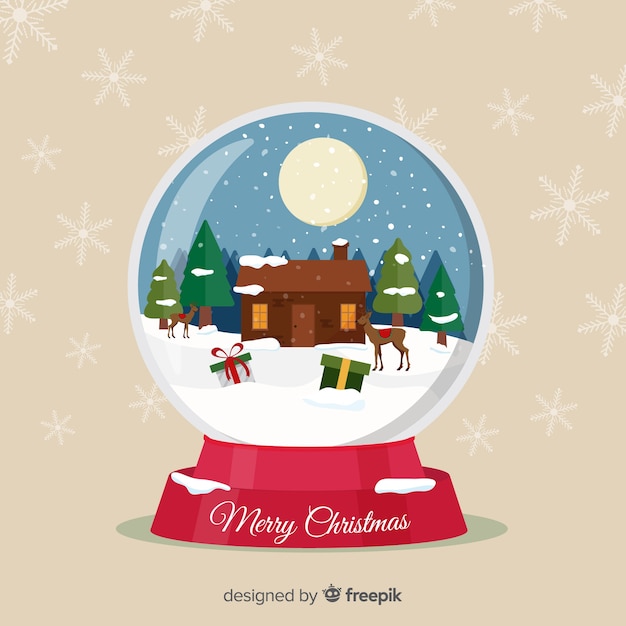 Free vector beautiful snowball globe with christmas concept