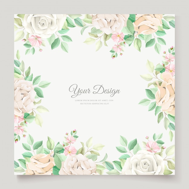 Beautiful soft floral and leaves wedding invitation card