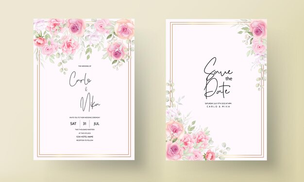 Beautiful soft flower wedding invitation card