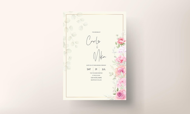 Beautiful soft flower wedding invitation card