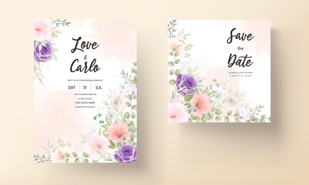 beautiful soft flower wedding invitation card