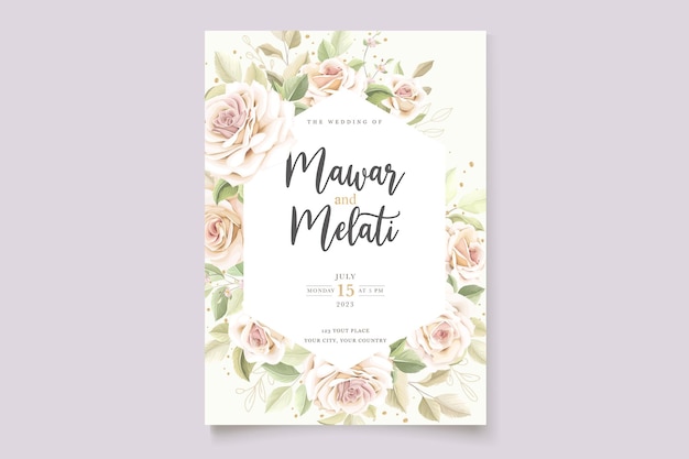 beautiful soft roses invitation card