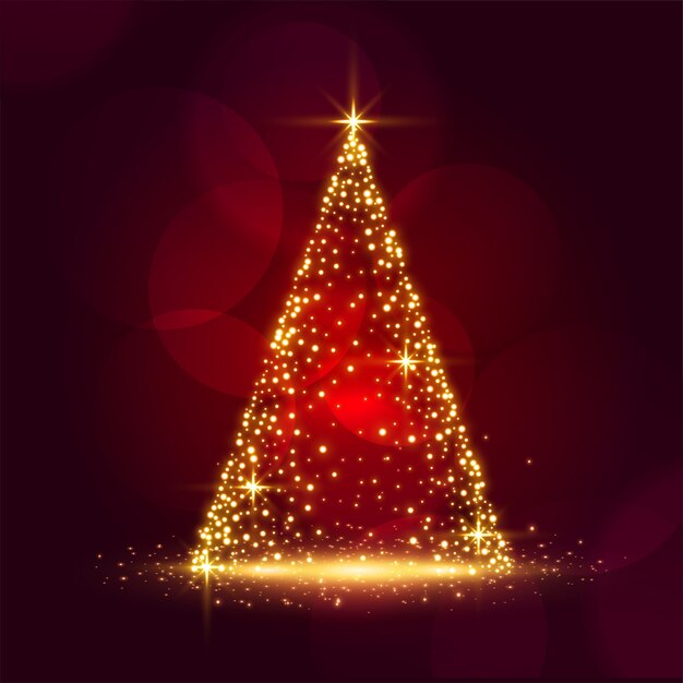 美しい輝きクリスマスツリー光沢のある赤い祭りカードデザイン