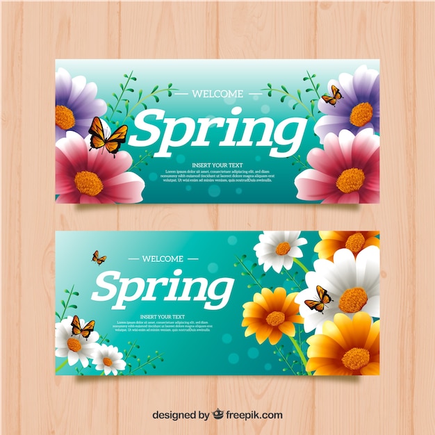 Free vector beautiful spring banners