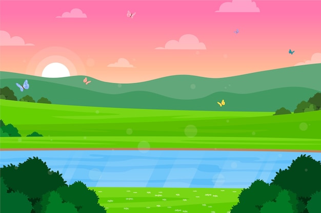 Free vector beautiful spring landscape