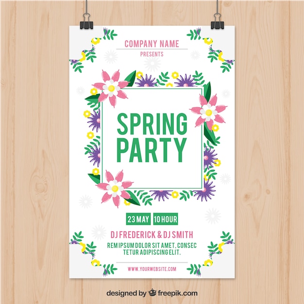 Free vector beautiful spring party flyer