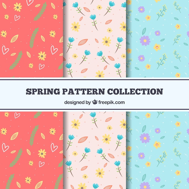 Free Vector beautiful spring pattern set