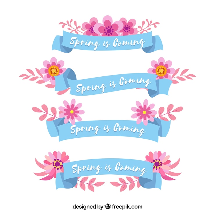 Free Vector beautiful spring ribbon collection