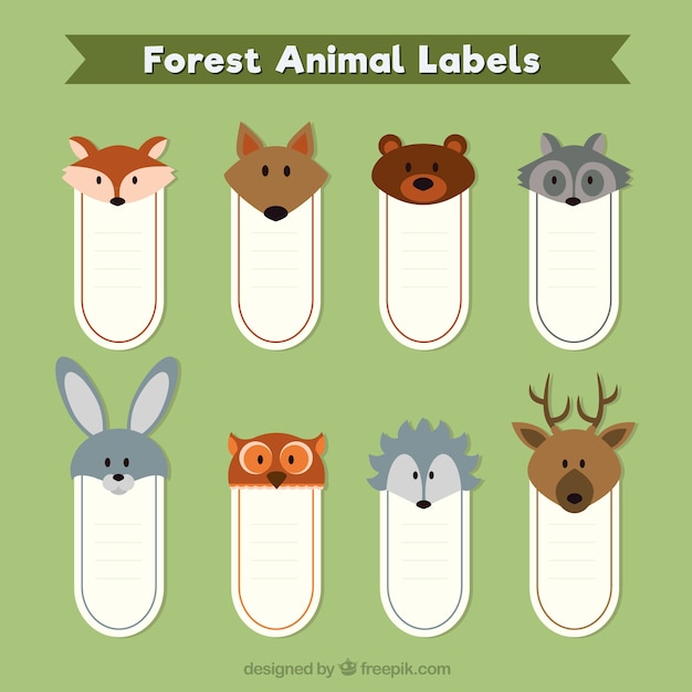 Free vector beautiful stickers with forest animals