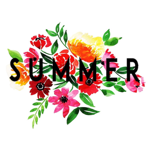 Beautiful Summer Background with Watercolor Floral