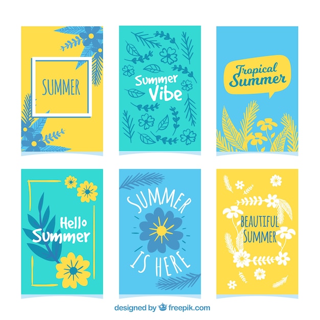 Free vector beautiful summer card collection