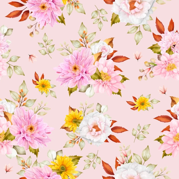 Free vector beautiful summer floral seamless pattern