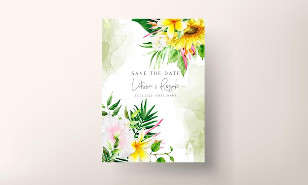 Free vector beautiful summer floral wedding invitation card
