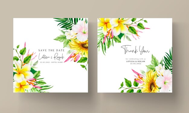 beautiful summer floral wedding invitation card