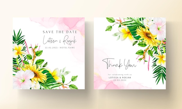 beautiful summer floral wedding invitation card