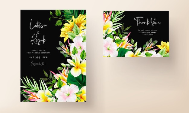 beautiful summer floral wedding invitation card