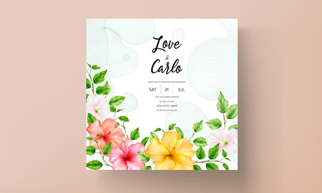 beautiful summer flower wedding invitation card template